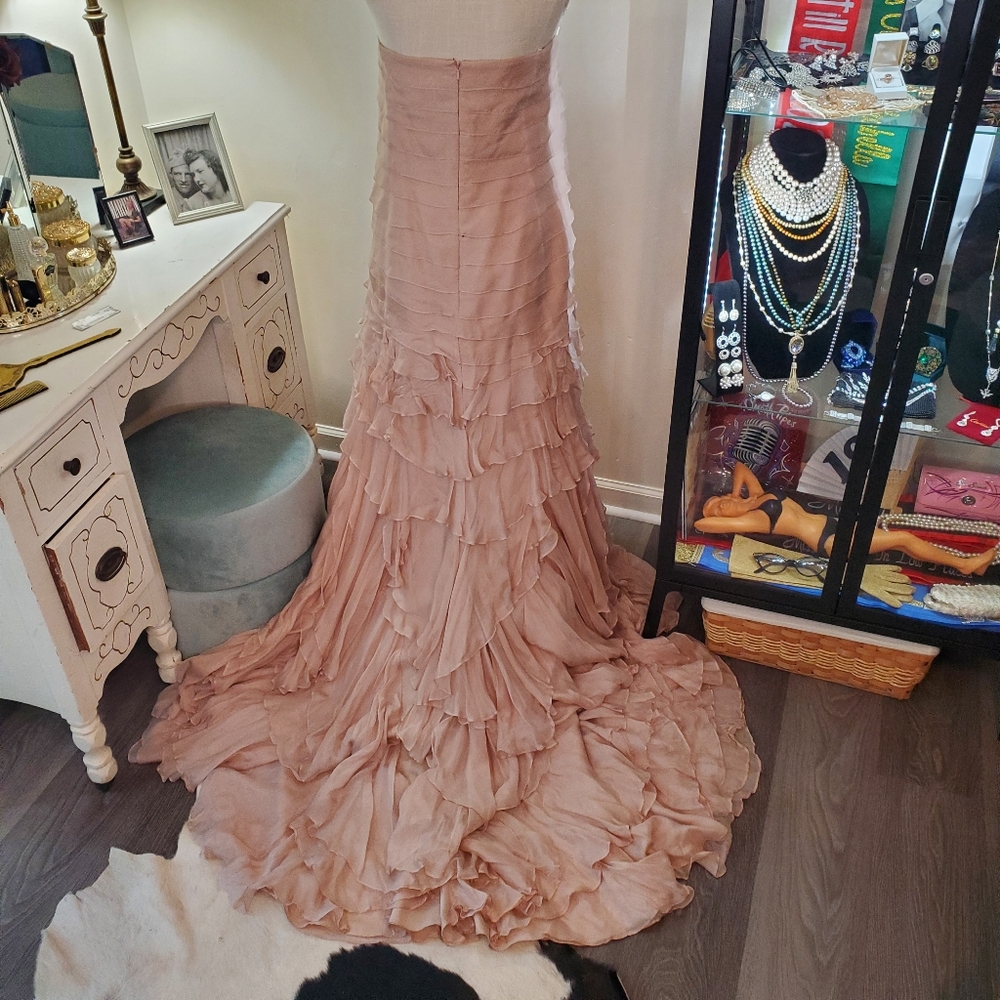 Silk Ruffled Formal Dress - Picture 3 of 9